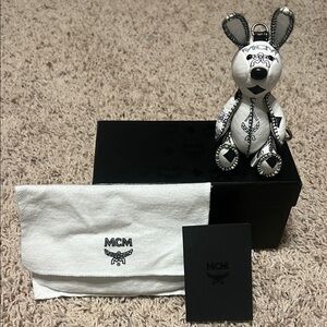 MCM Black and White Rabbit Keychain